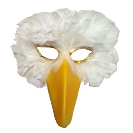 SACASUSA White Feather Bird Mask with Yellow Beak
