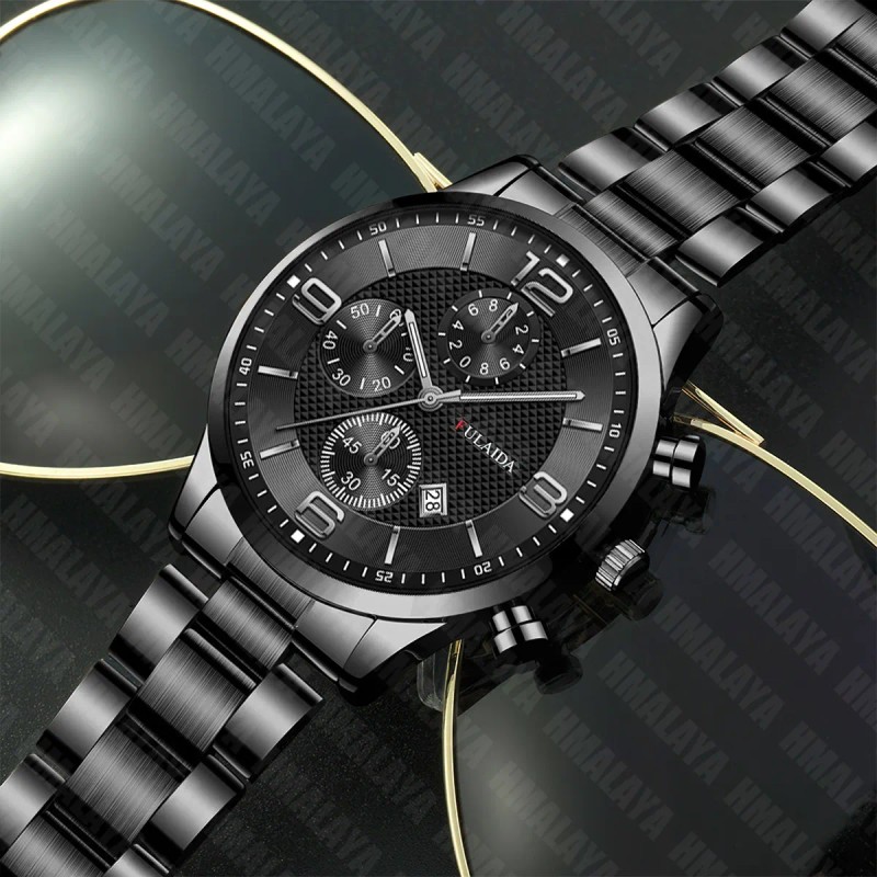 7pcs Reloj De Hombre Con Correa De Metal Con Fecha