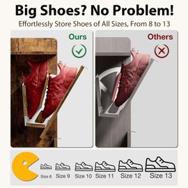 Entryway Shoe Storage Cabinet, Wooden Slim Organizer with 2 Hidden Drawers, Narrow Rack for Shoes, Flip Dresser for Entrance or Hallway, Space-Saving Storage Table, Rustic Brown