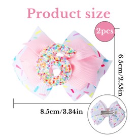 Dmnnlp 2 Pcs Kids Hair Bows Clips Pink, 6th Birthday Decorations Hair Clips for Girls, Ice Cream Girl Bows for 6th Birthday Baby Girl Hair Accessories (6)