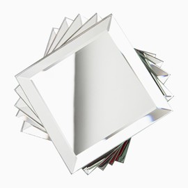 Soulscrafts 80 Pcs Beveled Mirror Tile, 3x3 Inch Mirror Square Tiles for Kitchen Backsplash Bathroom Shower Wall, 5 SQ.FT
