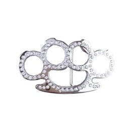 JEAN'S FRIEND Bright Silver 3D Cut Out Rhinestones Belt Buckle also Stock in US