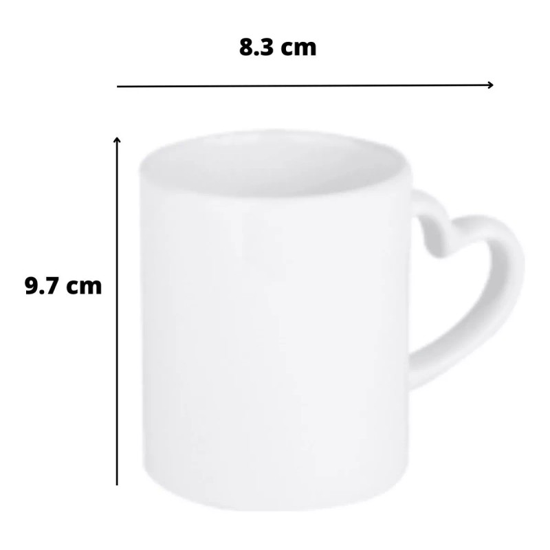 12 Pz Taza Blanca Asa Corazon 11oz Color Make Sublimar