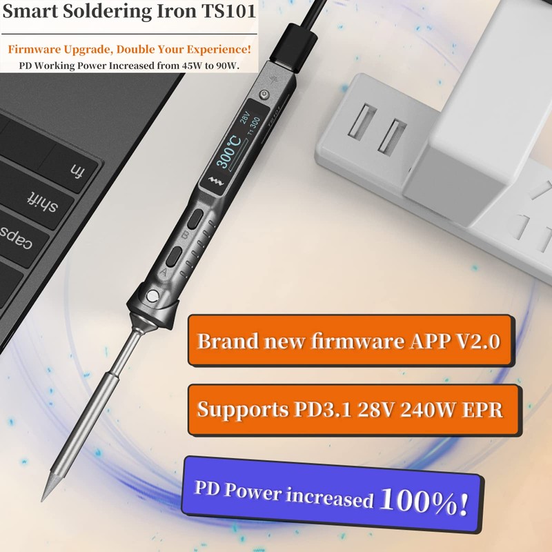 TOOLSAVING TS101 Soldering Iron TS100 Upgraded 90W PD 65W DC