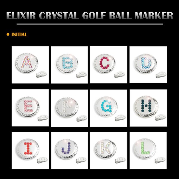 Elixir Golf Crystal Golf Ball Marker with Hat Clip, Initial E