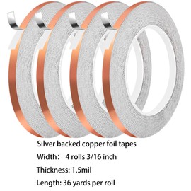 AONUOAO 3/16 Inch Silver Backed Copper Foil Tape for Stained Glass, 1.5 mil