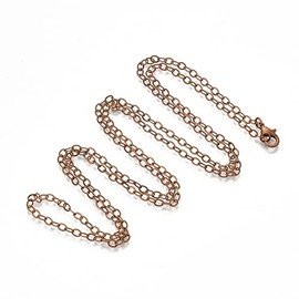 Bdbeads Vintage Cable Link Chain Necklace, 32 Inches, 3mm, Antique Copper Plated Brass, Lobster Clasp