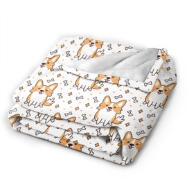 Wisedeal Cute Corgi Dog Thermal Throw Blanket, All Season Super Soft Lightweight Puppy Flannel Blanket for Men Women Teen Youth Sofa Couch Bed Office Travel Camping, 60 x 50 Inches