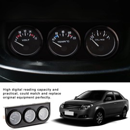 Triple Gauge Kit, 12V 52mm Stainless Steel Triple Gauge, 3 IN 1 Voltmeter Water Temp Gauge Oil Pressure Meter W/Sensor Fit for Cars Trucks Tractors Marine Engines (Black)