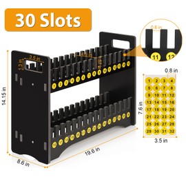 Ozzptuu Cell Phone Holder Classroom Cell Phone Storage 2-Tier Multiple Cell Phone Stand Rack with 1-30 Number Stickers PVC Board Mobile Phone Holder Desktop Organizer for Classroom (Black, 30 Slots)
