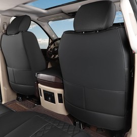 Huidasource Dodge Ram 1500 Seat Covers Full Set, Full Coverage Leather Pickup Truck Seat Cushion Protector Custom Fit for 2009-2018 Ram 1500, 2010-2023 Ram 2500/3500 Crew/Mega Cab(Full Set/Black)