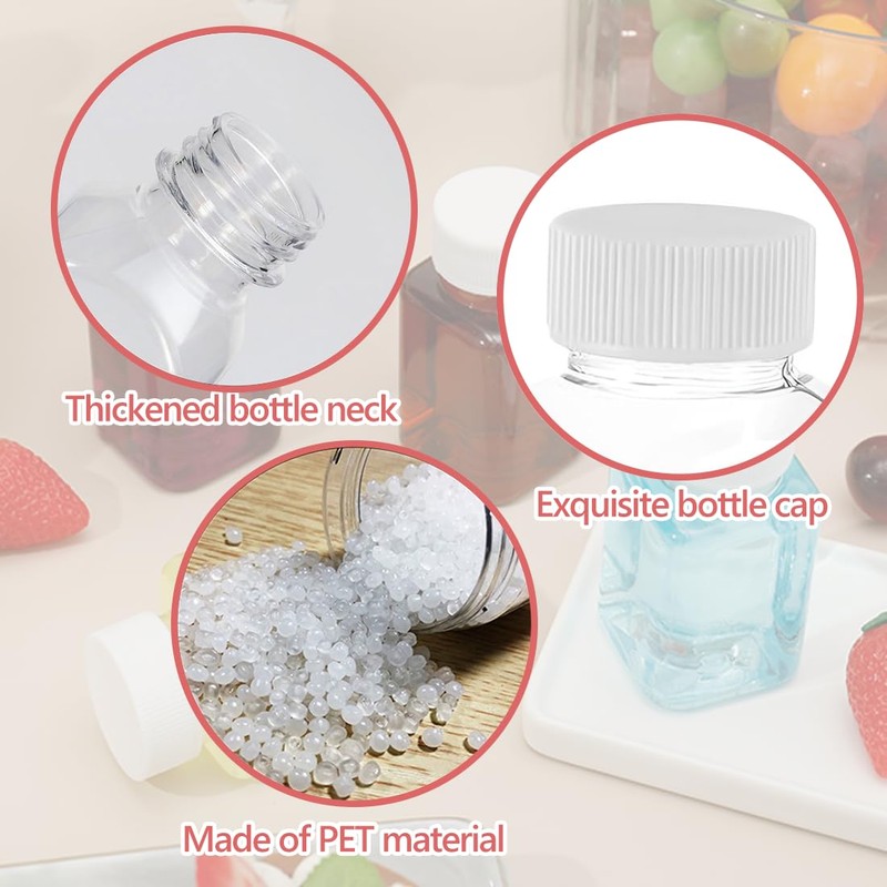 huixiaoqing 12 Pcs 100ml Juice Bottles with caps, Clear Small
