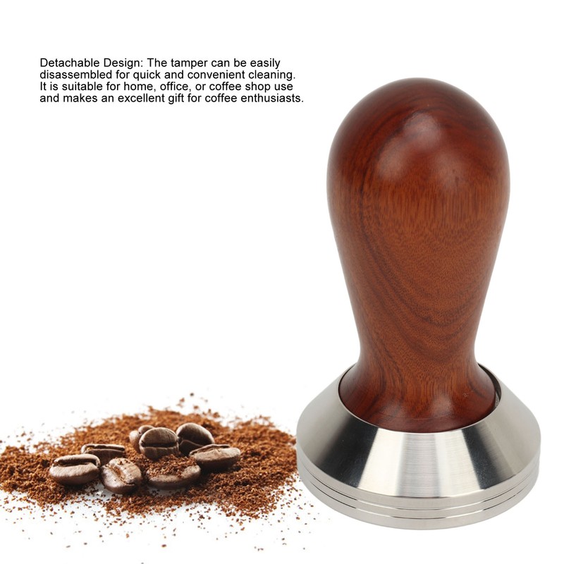 Coffee Tamper with Wooden Handle Detachable Comfortable Grip Easy To