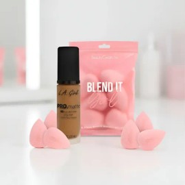 Kit Pro Makeup: Base Pro Matte Tono 79 Warm Sienna + 6 Esponjas Blend It Girl Rosa Mediana