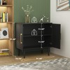 JOZZBY Rattan Sideboard Buffet Cabinet, Black Cabinet with Rattan Doors
