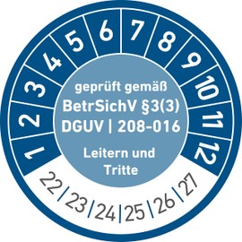 Ladders and steps maintenance badges test badges tested according to BetrSichV 30 mm (100, blue)