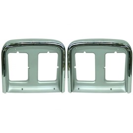 For Chevy G10 / G20 Headlight Door 1985-1991 Driver and Passenger Side Pair/Set | w/Dual Head Lamps | Chrome | GM2512124 + GM2513124 | 15596117 + 15596118