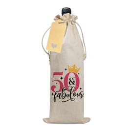 Bliceon Wine Drawstring Bag, Fun Decorative Wine Bag With Witty Quotes, 50th Birthday Gift For Women, Unique Birthday Gift for Mum, Wife, Girlfriend, Sister, Colleague