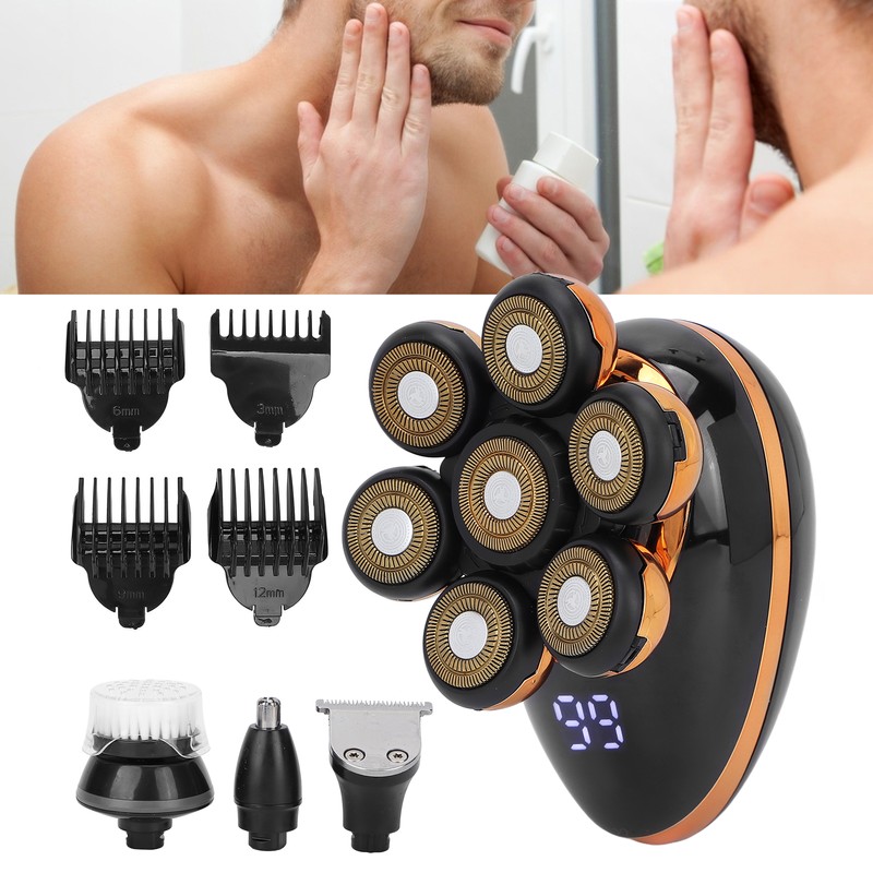 5 in 1 Electric Head Shaver IPX7 Waterproof Intelligent Floating