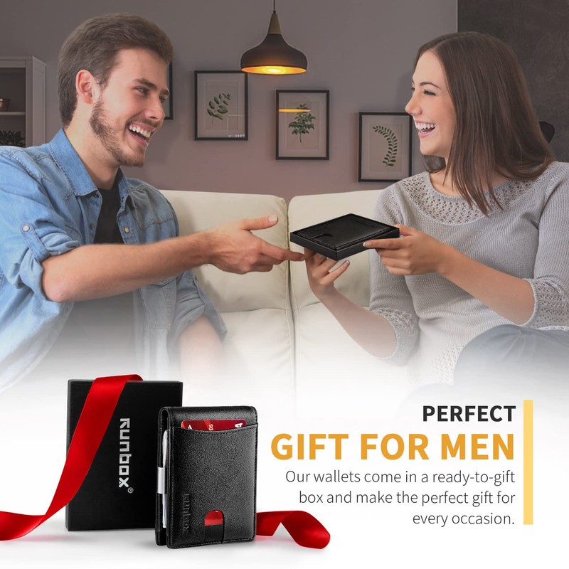 RUNBOX Mens Slim Wallet Larger Capacity with 12 Slots RFID