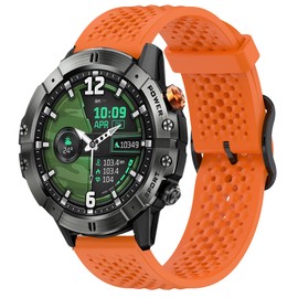 Lamshaw Compatible for DEKELIFE Military Smart Watch Band, Sport Desgined Silicone band with Metal Buckl Compatible with DEKELIFE C28, AK57, G39 Pro Smart Watch (Orange, 22mm size band)
