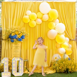 Yellow Backdrop Curtains for Parties, Soft Fabric Drapes Yellow Curtain Backdrop for Birthday Party Decorations Background for Photography 4x10ft, 2 Panels