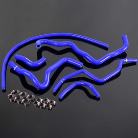 PIT66 Silicone Radiator Hose Kit,Compatible with 2001-2005 Honda Civic D17 1.7L Blue with Clamps