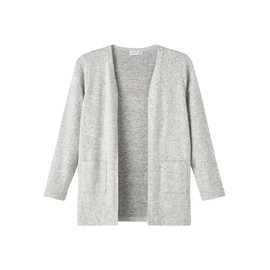 NAME IT Girl's Long Fit Cardigan, grey melange