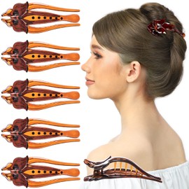 RC ROCHE ORNAMENT Womens Side Slide Beautiful Butterfly French Eyelet Hair Sectioning Clip Chic Barrette Hairpin Strong Hold Premium Fashion Accessory, 6 Pack Count Medium Brown