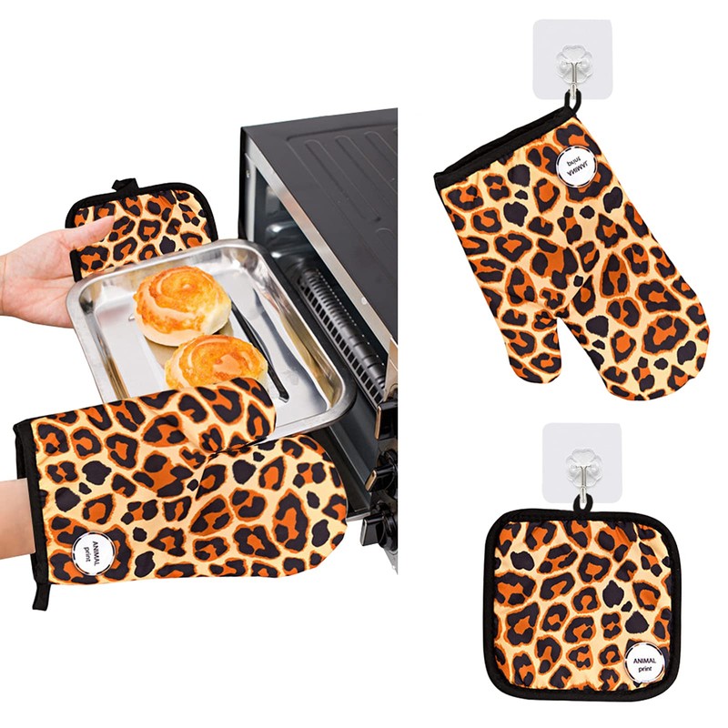 Oven Gloves Pot Holders, Heat Resistant Oven Mitts and Potholders