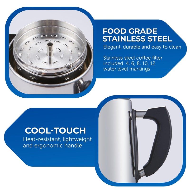 Elite Gourmet EC922 Electric Coffee Percolator, BPA Free, Keep Warm,