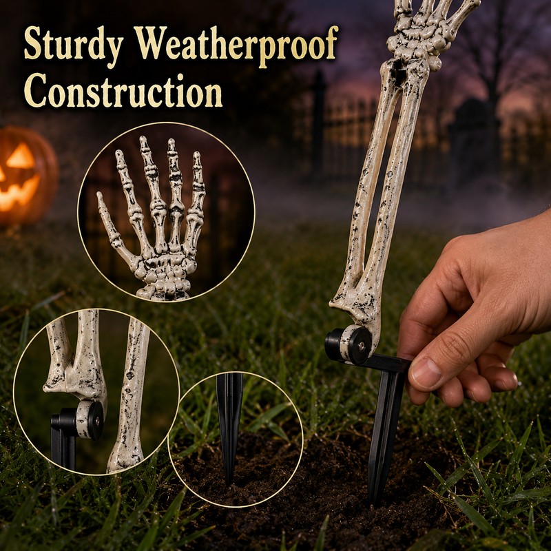 Halloween Skeleton Yard Decoration – 5-Piece Skull & Bone Ground