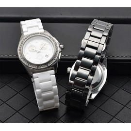 JBR Three Beads Ceramic Watch Band Quick Release Waterproof Watch Strap Deployment Clasp Watch Bracelet for Wrist Watch Band Accessories Women Men Universal 14mm 16mm 18mm 20mm 22mm