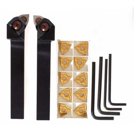 Maizoon External Lathe Tool Holder CNC Lathe Accessories WWLNR1616H08+WWLNL1616H08+10pcs 12MM Carbide Inserts+4pcs Wrench Lathe Grooving Turning Boring Bar DZ16