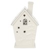 Mr Crimbo Light Up House Christmas Decoration Silver White Ceramic