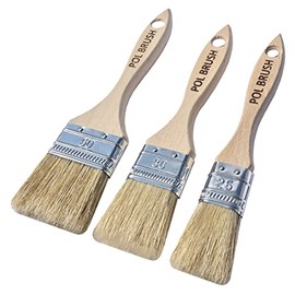 Set of 3 1, 1.5, 2 Inch Flat Paint Brushes - High European Quality - Natural Bristles - for Home, Wood, Walls, Art, Trim & Furniture - for Acrylic, Oil, Stain, Chalk & Latex Paints