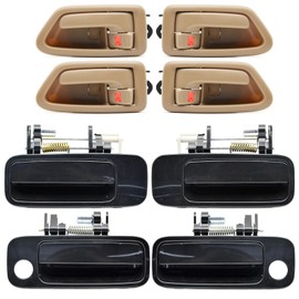 HEDORANCE Exterior & Interior Door Handle Set for Toyota Camry 1997 1998 1999 2000 2001, 8Pcs Beige Black Handles, Replaces# 69220-33040 69210-33040 6927733020 6927833020