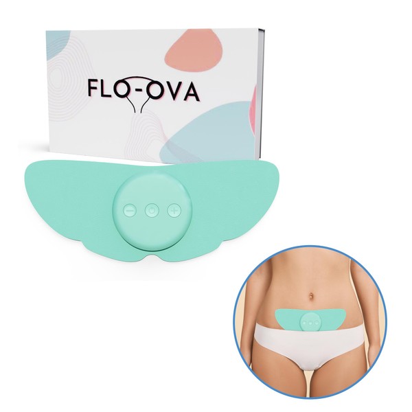FLO-OVA Wireless TENS Machine for Period Pain Relief Endometriosis Pain Relief Rechargeable Muscle Stimulator with 6 Massage Modes 20 Intensity Levels for Relaxation (Green)