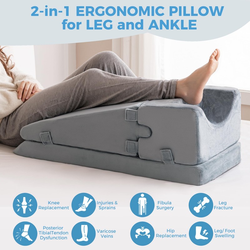 Leg Elevation Pillow for Sleeping, Foam Wedge Pillow Set for