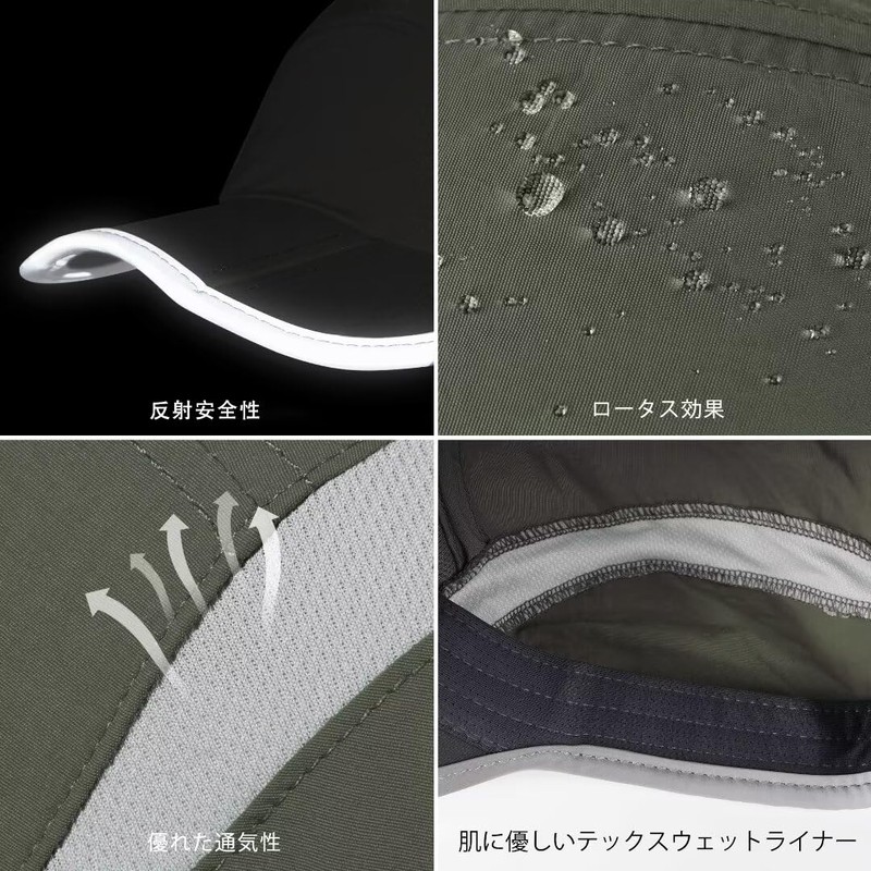 GADIEMKENSD Folding Mesh Sports Cap, Reflective Stripe, Running Hat, Breathable,