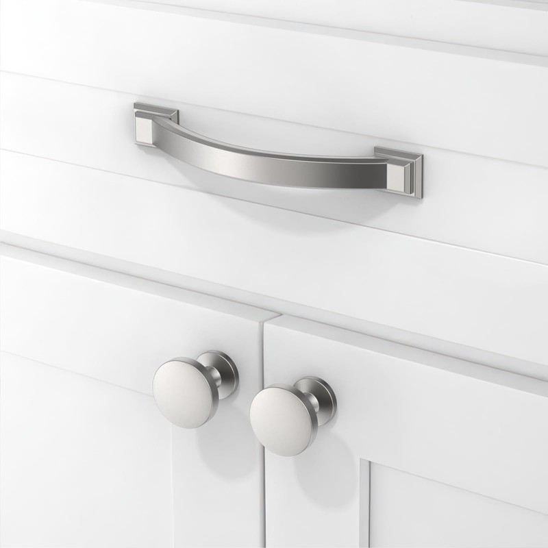 Asimerdeco 10 Pack Brushed Satin Nickel Cabinet Pulls 3.75 Inch(96mm)