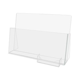 Marketing Holders 6 Pack Flyers Holder for 11" Wide Documents and 3.5" x 2" Business Cards Clear Acrylic Slant Back Display Countertop Organizer Stand for Retail and Office Magazines and Catalogs