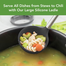 Tovolo Silicone Ladle With Stainless Steel Handle, Deep Spoon With Reinforced Nylon Core, Perfect Kitchen Utensil for Soup, Stew, Sauce & Punch