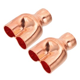 PATIKIL 7/8" x 3/4" x 3/4" ID Tee Y Type Copper Fitting, 2 Pcs Welding Joint Split Union Intersection for HVAC, Air Conditioning Refrigeration System