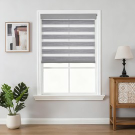 Joydeco No Drill Zebra Blinds 2025 Version, 35" W x 75" H, Grey