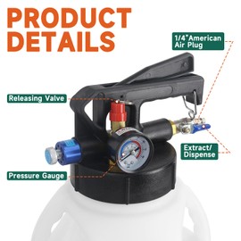 ROADGIVE 10L Pneumatic Transmission Fluid Transfer Pump Kit, Oil Pump Extractor and Dispenser with 15PCS ATF Adapters for Most Vehicles