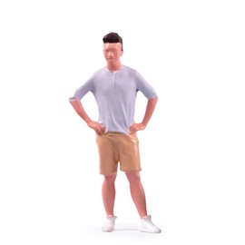 SOUFORCE 1/87 Scale Scene Props Figure Man with Akimbo Position Shorts Tiny People Action Figure Model