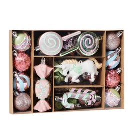 Carolilly 30 Pieces Christmas Balls Decorations Hanging Balls Ornament Xmas Baubles Accessoires Decorations for Christmas Tree Home School Office (32 Pieces, Macaron A)