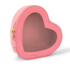 Liphontcta Aaly Beauty Heart Makeup Bag – Beautiful Pink Heart Shaped Cosmetic Organizer with Clear Cover – Medium Capacity for Full Size Makeup – Fits Daily Essential Skincare, Makeup and Brushes