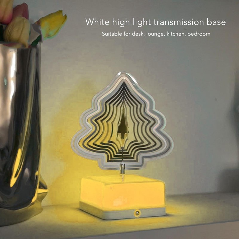 3D Metal Sheet Night Light Rotation Rechargeable Decoration 3D Night